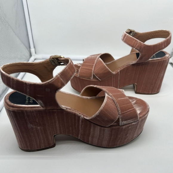 LAURENCE DACADE Helissa Pink Velvet Leather Platform Sandals Heels sz 41 - Picture 10 of 16